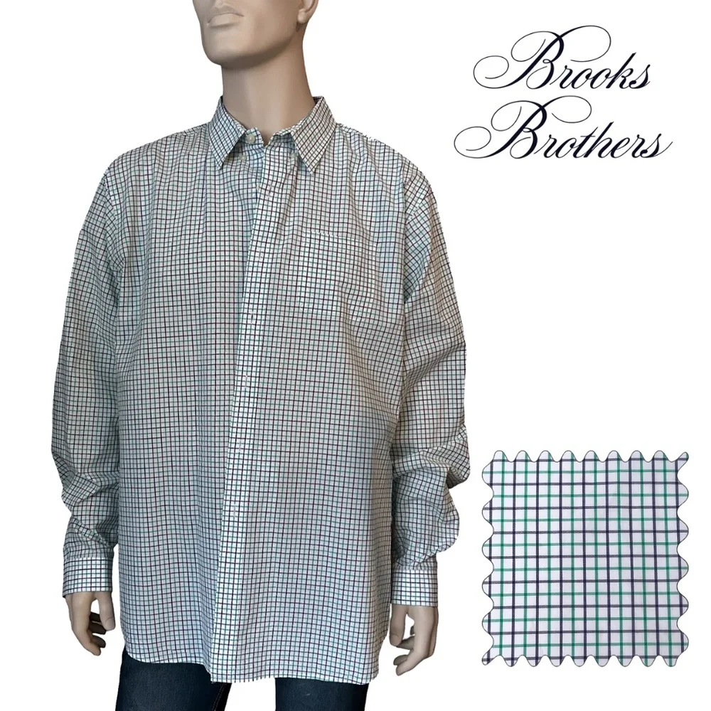 Brooks Brothers Shirt All Cotton Long Sleeve Button Down Windowpane Check - Picture 12 of 14